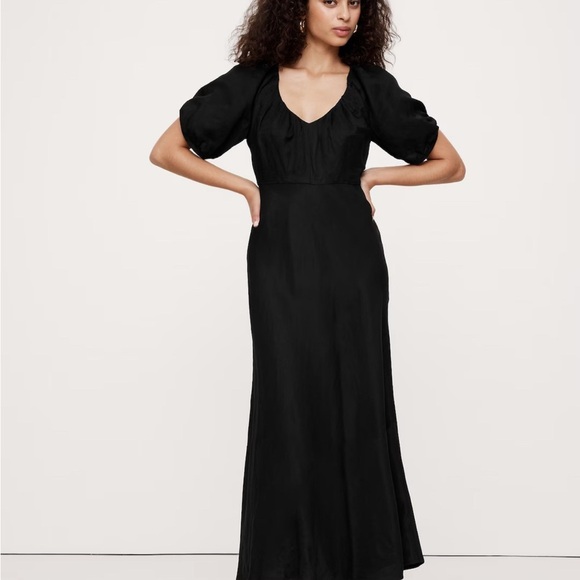 NWT Banana Republic Viscose Linen Blend Black Maxi Dress SZ 10 Purchased 6/1/25 - Picture 4 of 11
